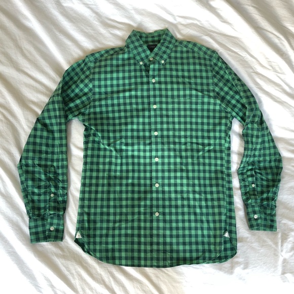J.Crew men’s green plaid button-down shirt